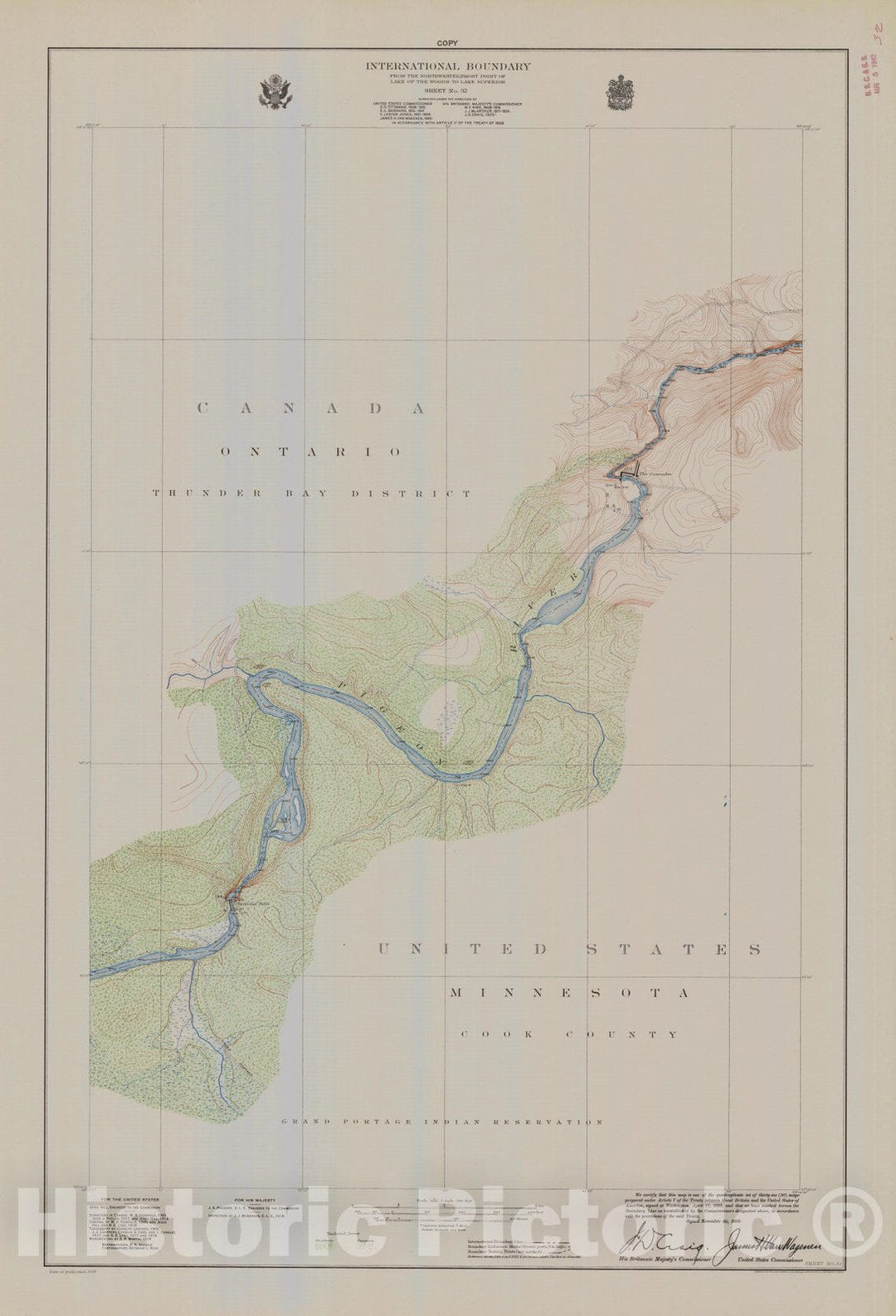 Historic Nautical Map - International Boundary, From The Northwestern Point Of Lake Of The Woods To Lake Superior, Sheet No.32, MN, 1929 NOAA Topographic - Vintage Decor Poster Wall Art Reproduction - 0