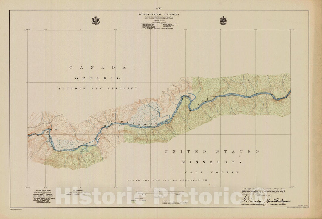 Historic Nautical Map - International Boundary, From The Northwestern Point Of Lake Of The Woods To Lake Superior, Sheet No. 33, MN, 1929 NOAA Topographic - Vintage Decor Poster Wall Art Reproduction - 0