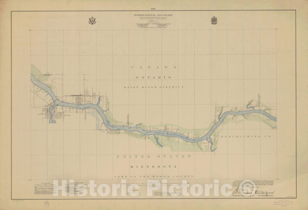 Historic Nautical Map - International Boundary, From The Northwestern Point Of Lake Of The Woods To Lake Superior, Sheet No. 4, MN, 1928 NOAA Topographic - Vintage Decor Poster Wall Art Reproduction - 0