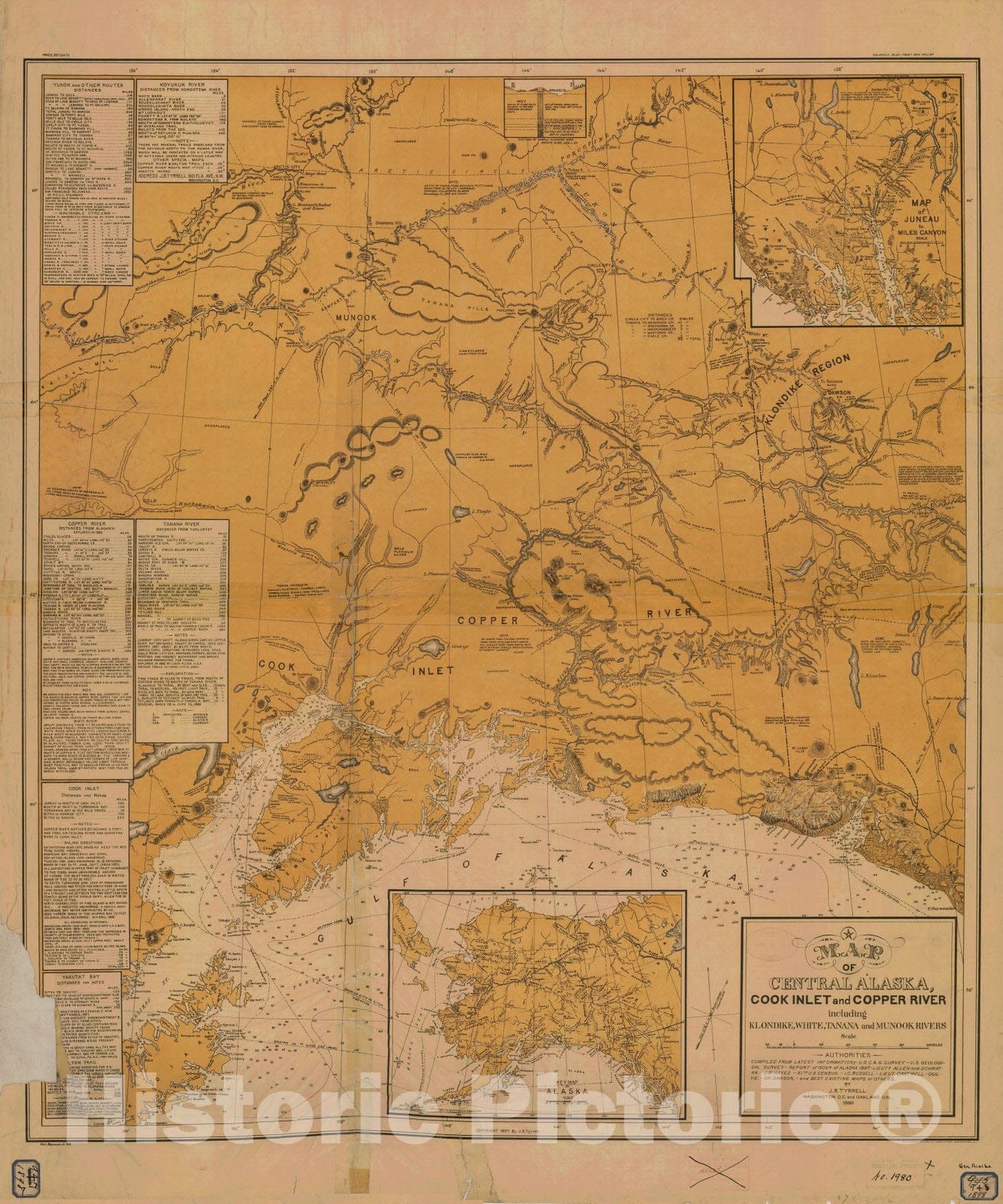 Historic Nautical Map - Central Alaska Cook Inlet To Copper River, AK, 1898 NOAA Topographic - Vintage Wall Art