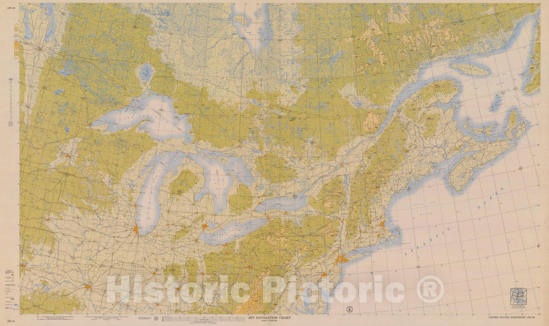 Historic Nautical Map - Jet Navigation Chart, ME, IA, MI, MN, 1955 AeroNOAA Chart - Vintage Wall Art