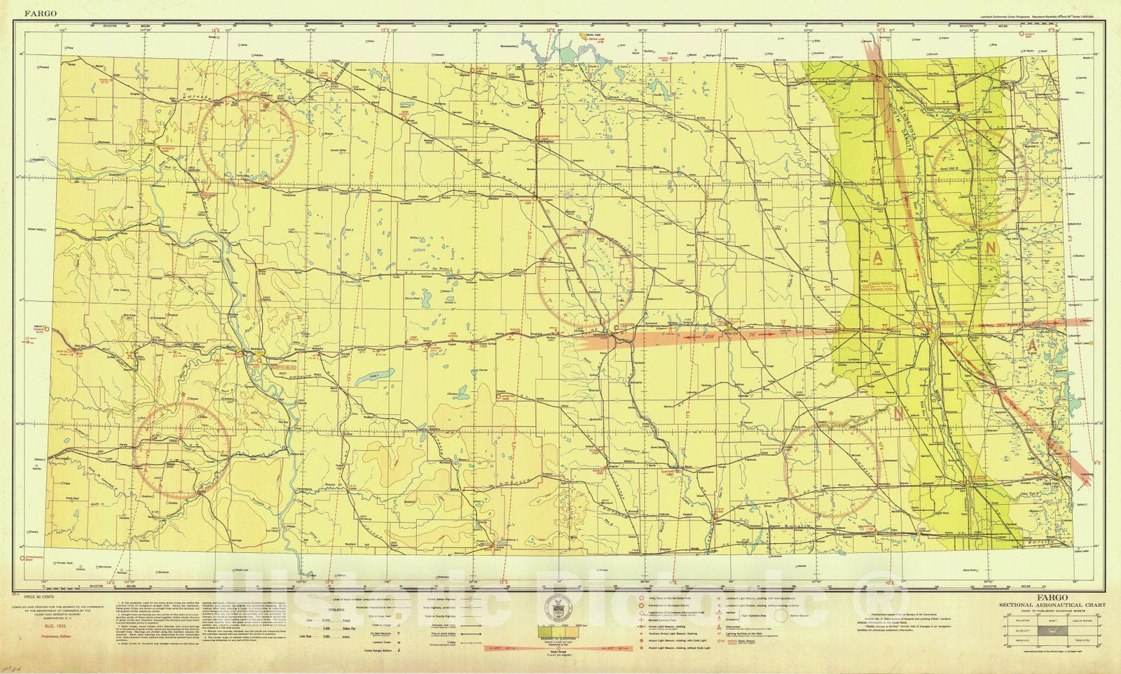 Historic Nautical Map - Fargo, MN, ND, 1935 AeroNOAA Chart - Vintage Wall Art