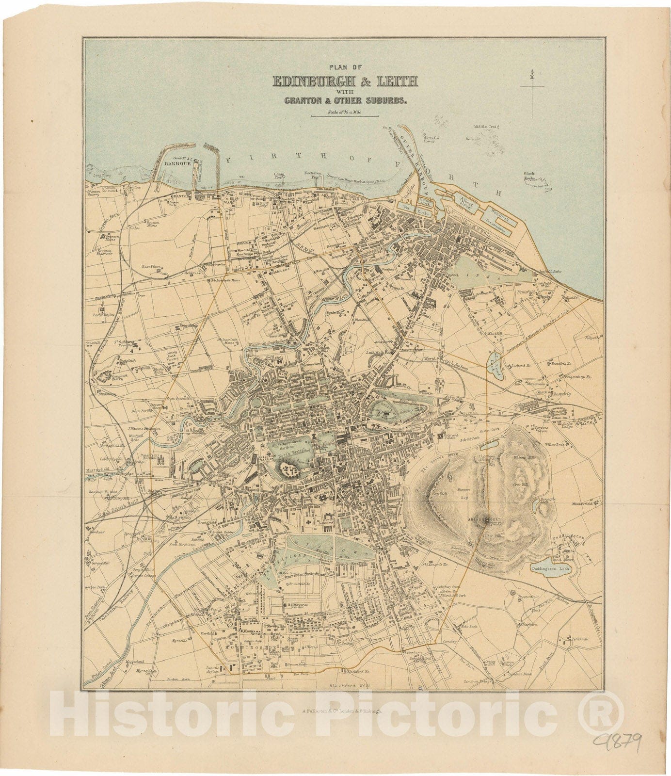 Historic Map : Europe, Edinburgh & Leith , Vintage Wall Art