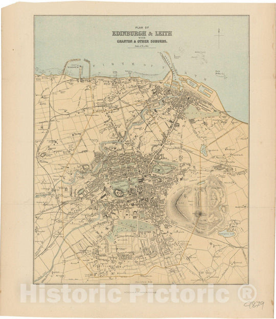 Historic Map : Europe, Edinburgh & Leith , Vintage Wall Art