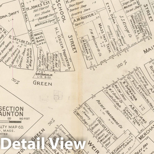 Historic Map : New England States Ed., Taunton 1946 , Nirenstein's National Preferred Real Estate Locations of Business Properties , Vintage Wall Art