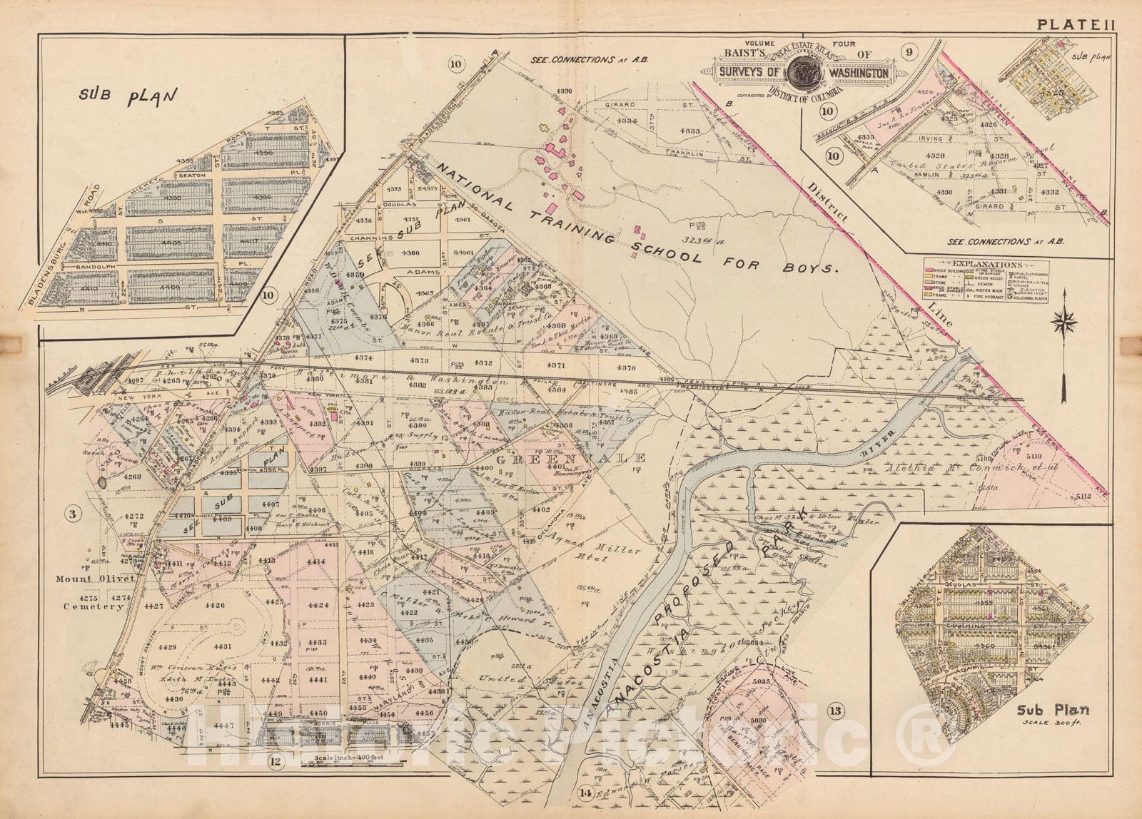 Historic Map : Atlas of Washington D.C. Volume 4 (NE, SE), Washington 1927 Plate 011 , Vintage Wall Art