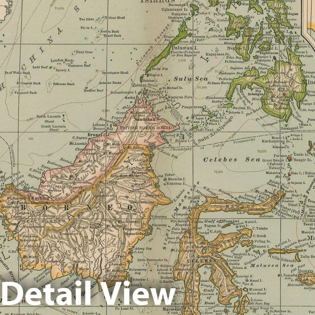 Historic Map : East Indies & Malaysia & Indonesia & Philippines 1897 , The Century Atlas World , Vintage Wall Art