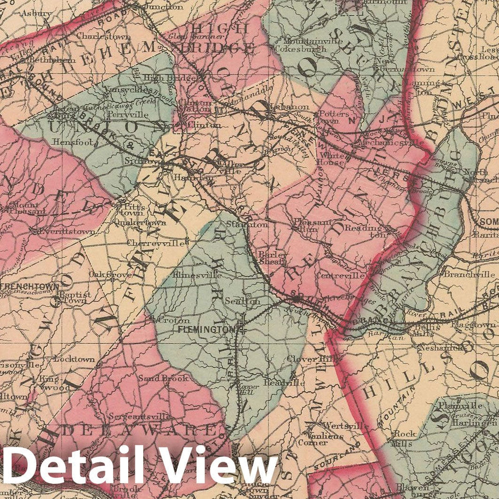 Historic Map : Hunterdon & Mercer & Somerset 1873, Combined Atlas State of New Jersey & The County of Hudson , Vintage Wall Art