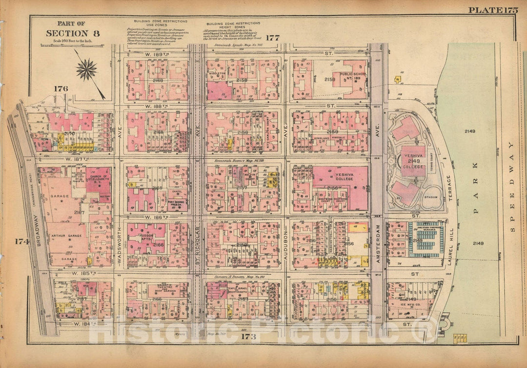 Historic Map : Land Book of the Borough of Manhattan, City of NY, Manhattan 1925 Plate 175 , Vintage Wall Art