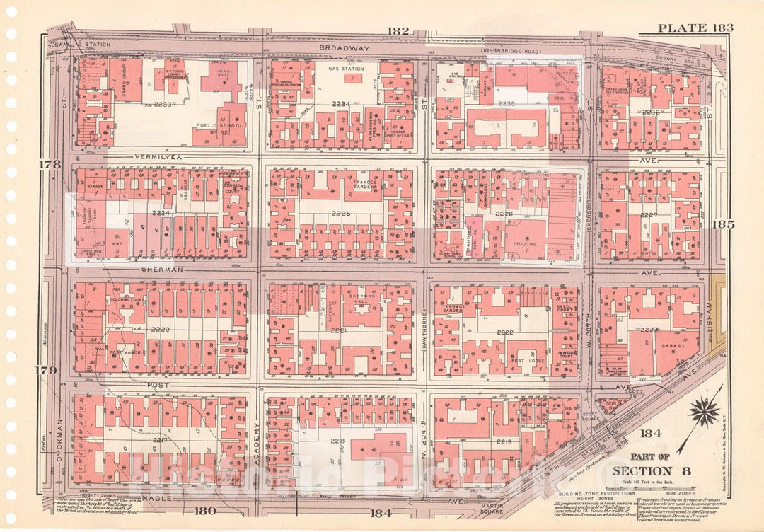 Historic Map : Manhattan Land Book 1955 - Updated Through Nov 7th, New York City 1975 Plate 183 , Vintage Wall Art