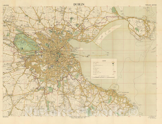 Historic Map : Europe, Dublin 1948 , Vintage Wall Art