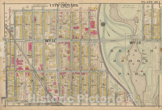 Historic Map : Atlas of Newark, Volume 1, Newark 1911 Plate 020 , Vintage Wall Art