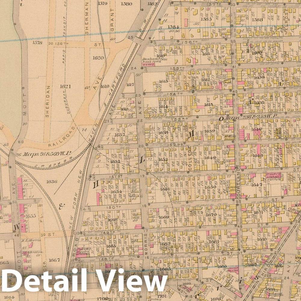 Historic Map : New York City & The Bronx 1885 Plate 034 , Robinson's Atlas City of New York , Vintage Wall Art