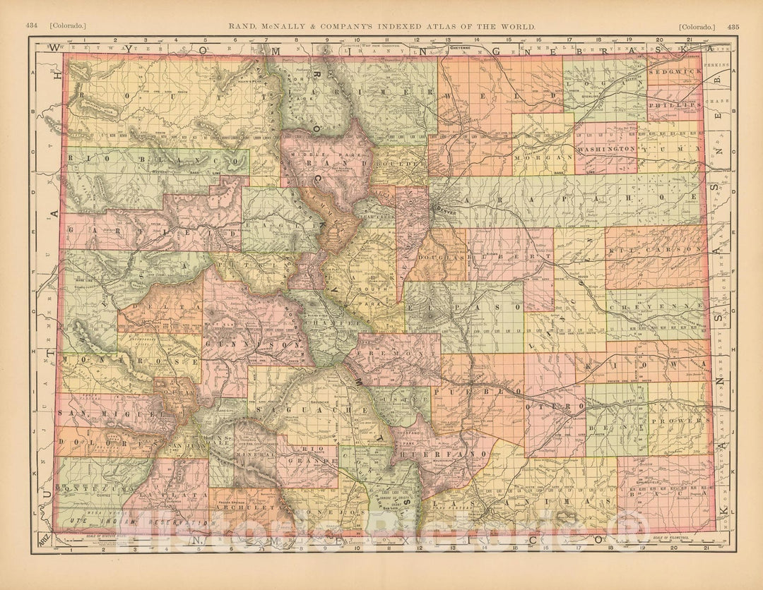 Historic Map : United States Maps, Colorado 1894 , Vintage Wall Art