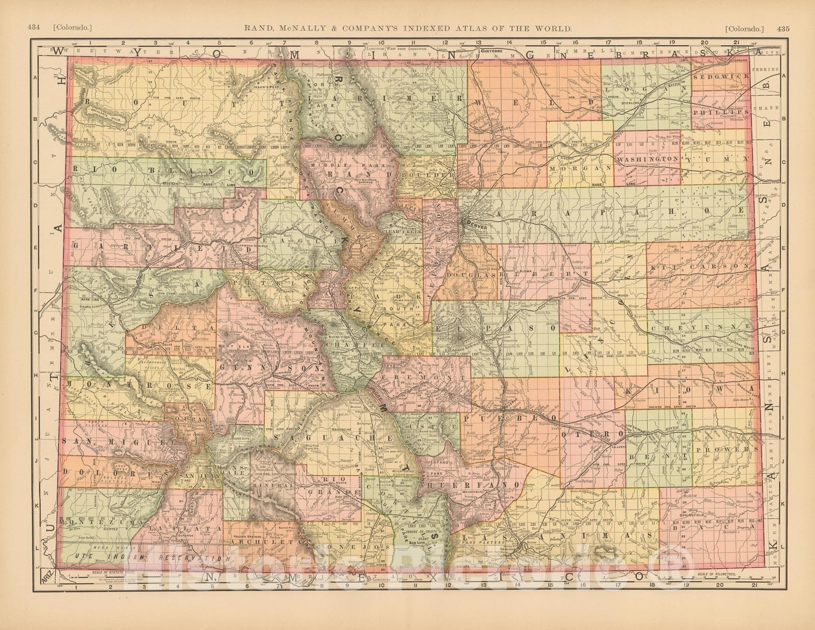 Historic Map : United States Maps, Colorado 1894 , Vintage Wall Art