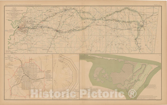 Historic Map : Civil War Atlas of the Union and Confederate Armies, Battles in GA, MI & NC 1895 , Vintage Wall Art