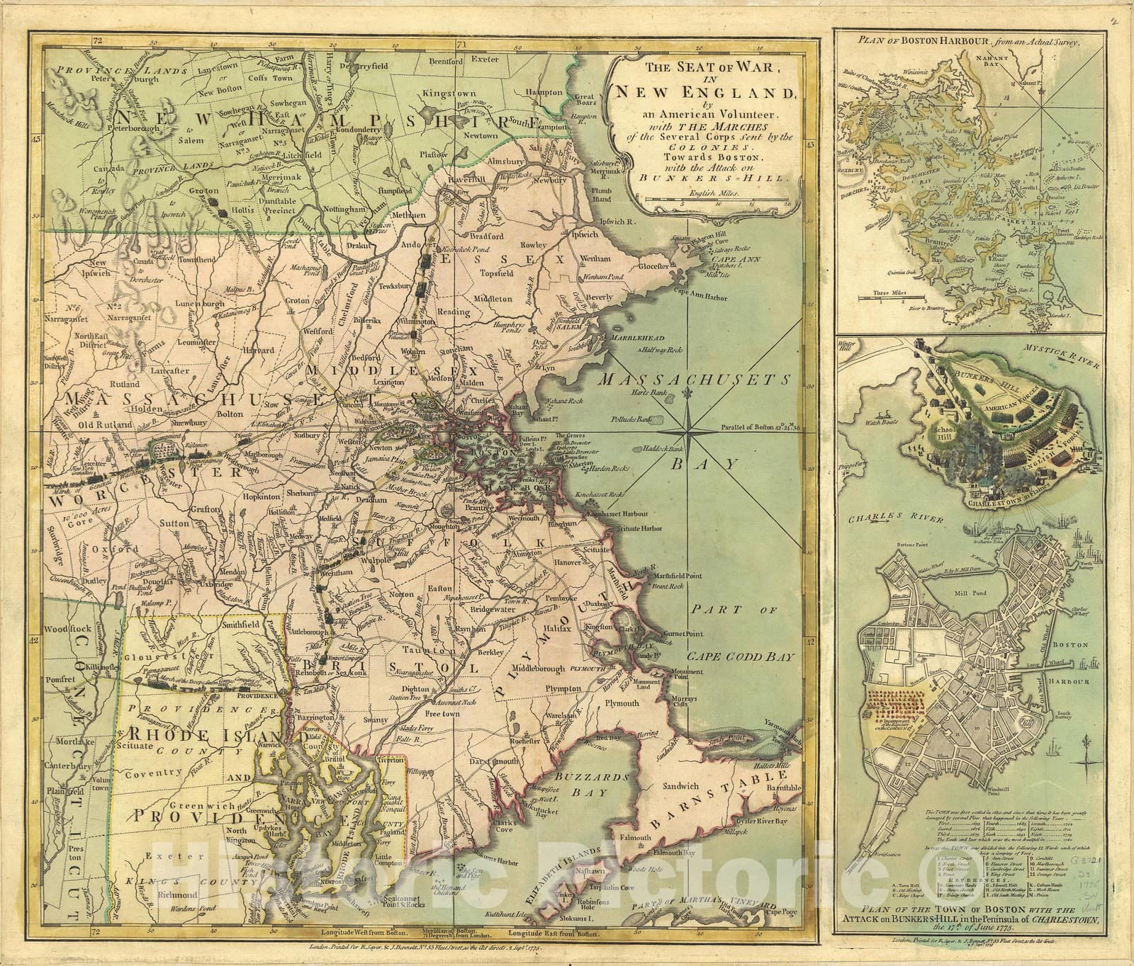 Historic Map : Southeast New England 1775 , Vintage Wall Art