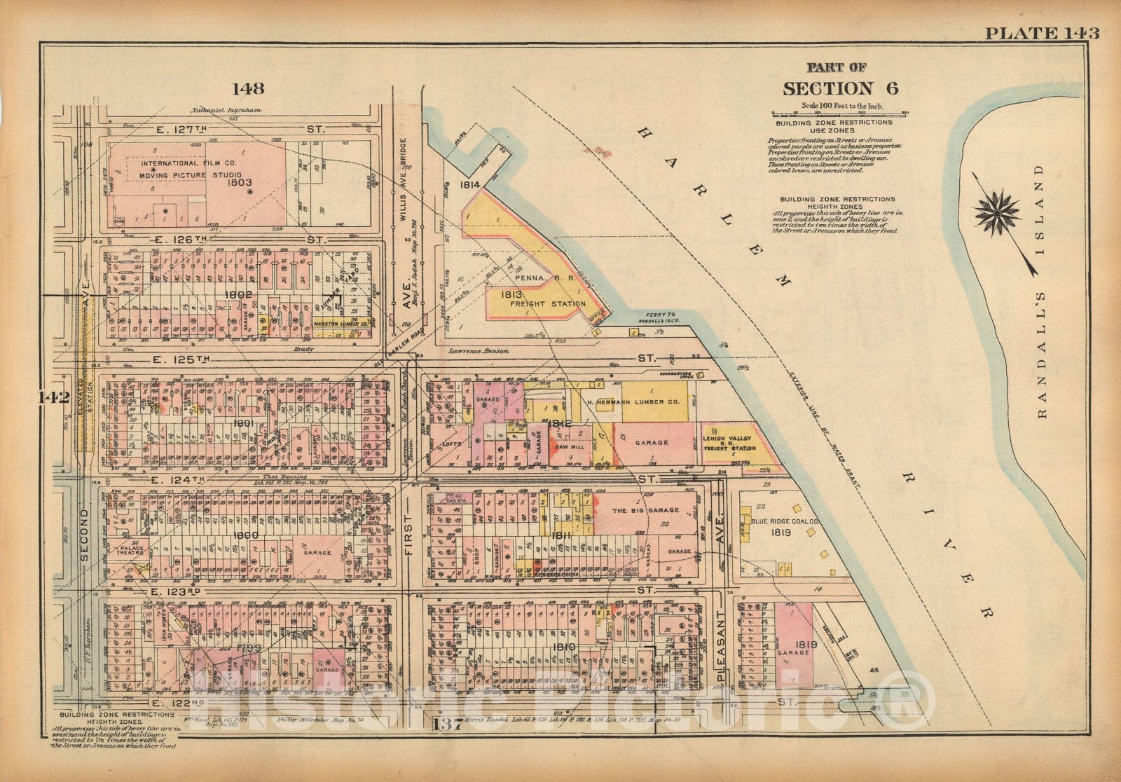 Historic Map : Land Book of the Borough of Manhattan, City of NY, Manhattan 1925 Plate 143 , Vintage Wall Art