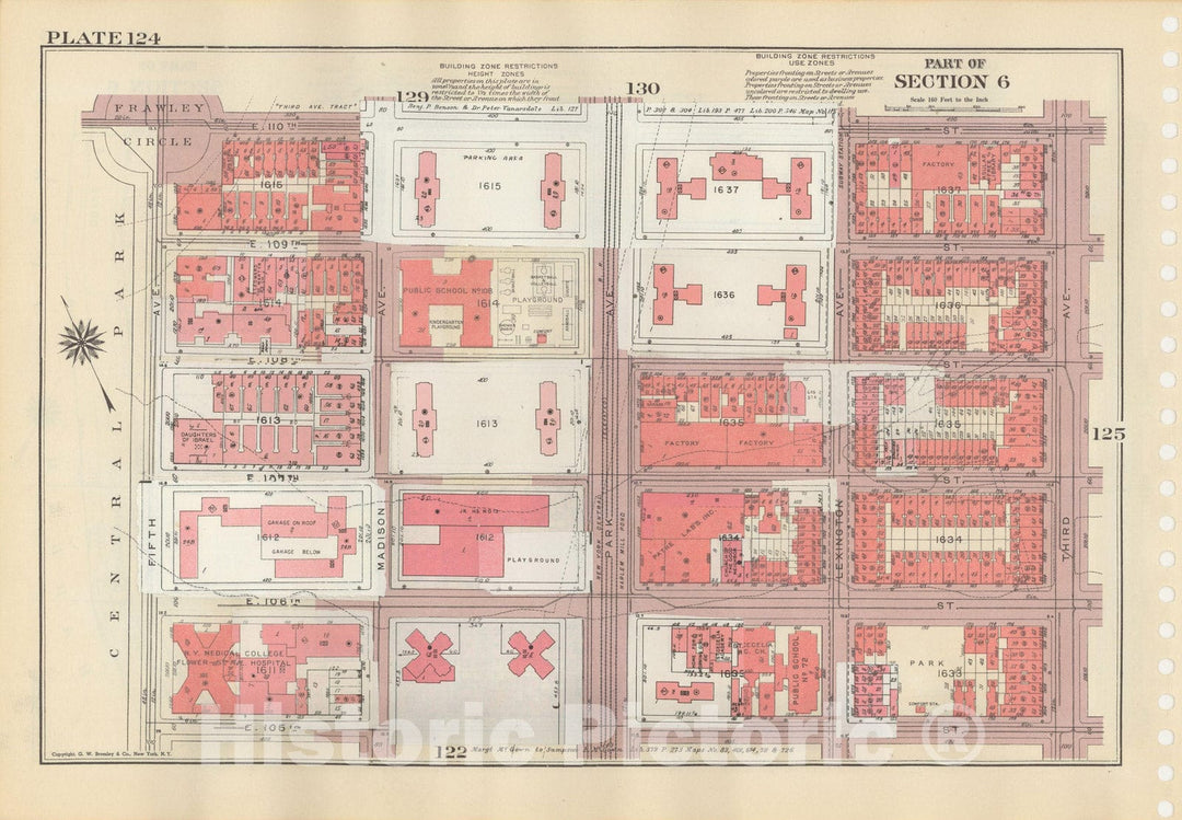 Historic Map : Manhattan Land Book 1955 - Updated Through Nov 7th, New York City 1975 Plate 124 , Vintage Wall Art