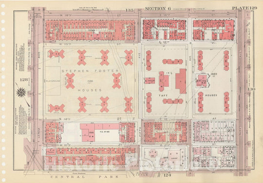 Historic Map : Manhattan Land Book 1955 - Updated Through Nov 7th, New York City 1975 Plate 129 , Vintage Wall Art