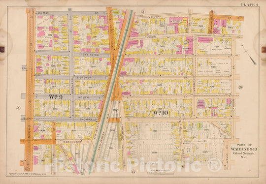 Historic Map : Atlas City of Newark, Newark 1901 Plate 004 , Vintage Wall Art