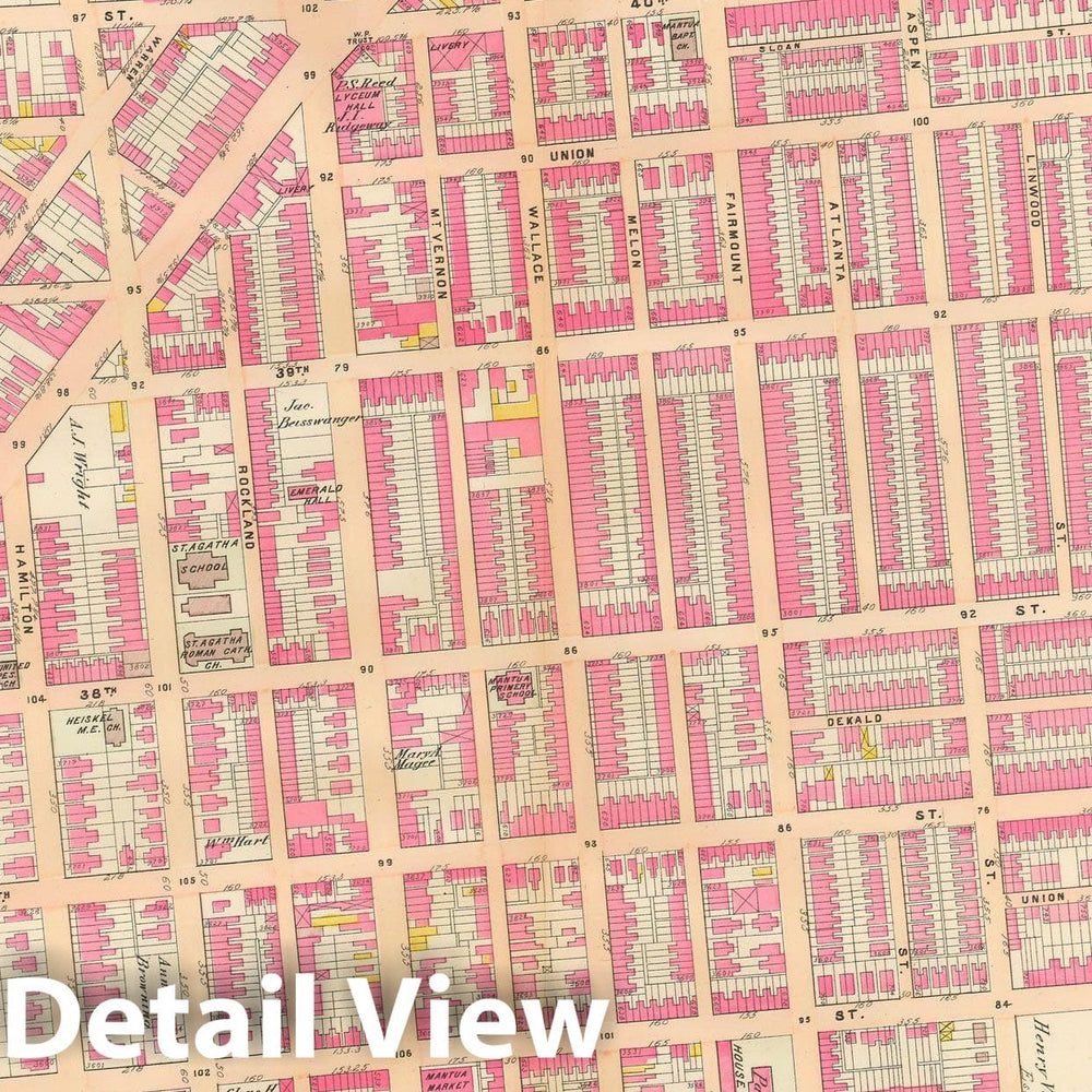 Historic Map : Baist's Property Atlas of Philadelphia, Philadelphia 1895 Plate 017 , Vintage Wall Art