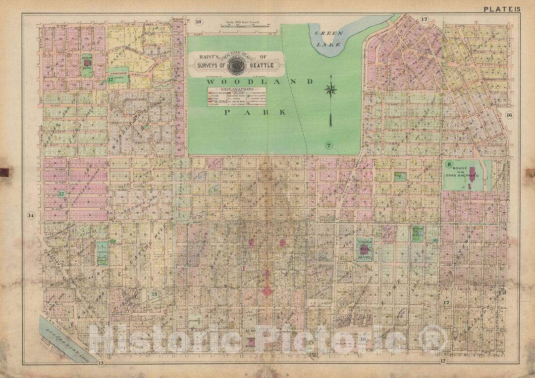 Historic Map : Real Estate Atlas of Surveys of Seattle, Seattle 1912 Plate 015 , Vintage Wall Art