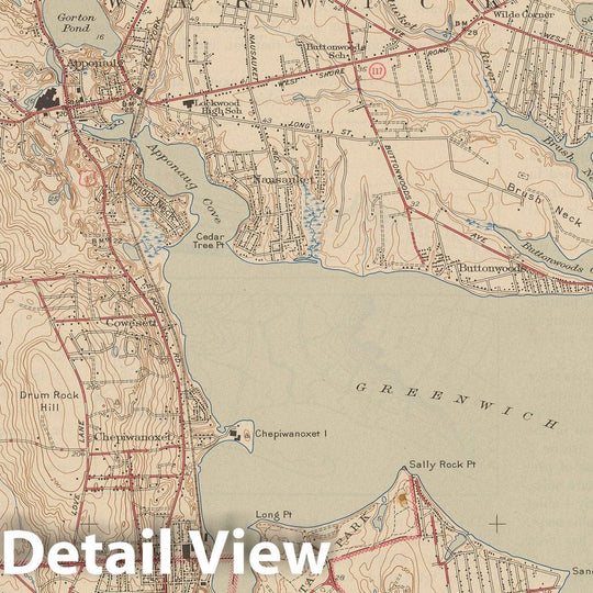 Historic Map : USGS 7.5 Minute Sheets and Quadrangles, East Greenwich & Greenwich & Warwick 1944 Topographic Map , Vintage Wall Art