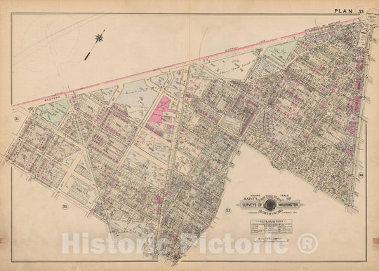 Historic Map : Atlas of Washington D.C. Volume 3 (Outer NW), Washington 1937 Plate 033 , Vintage Wall Art