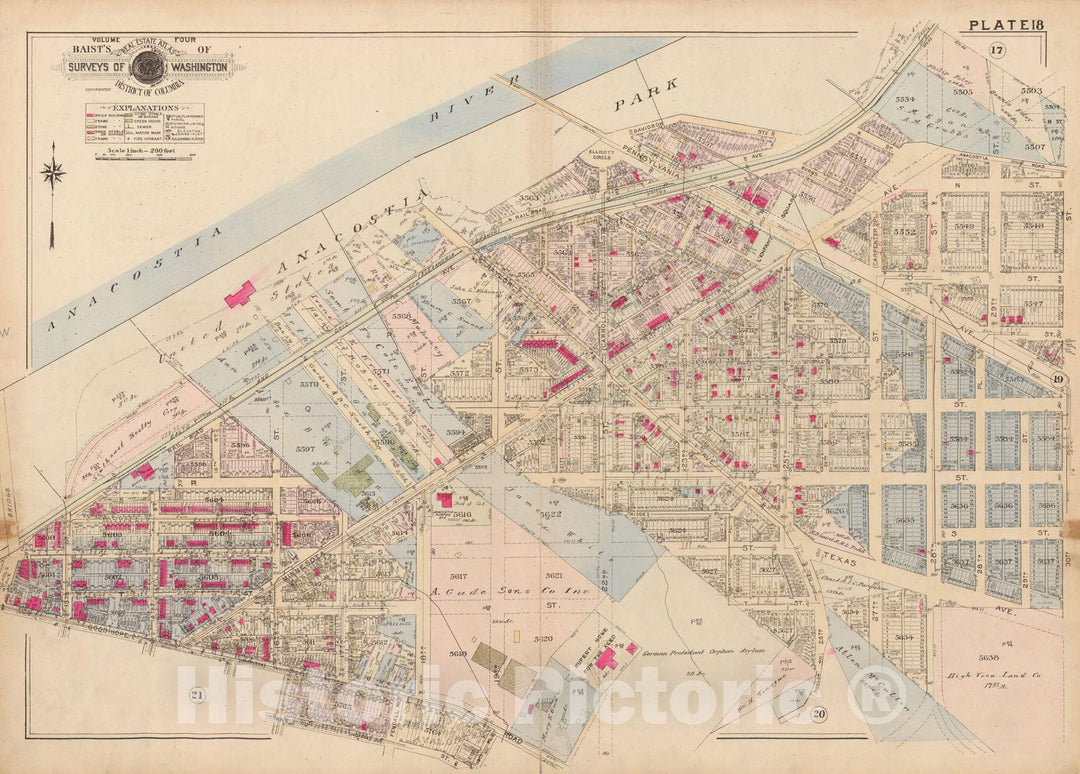 Historic Map : Atlas of Washington D.C. Volume 4 (NE, SE), Washington 1927 Plate 018 , Vintage Wall Art