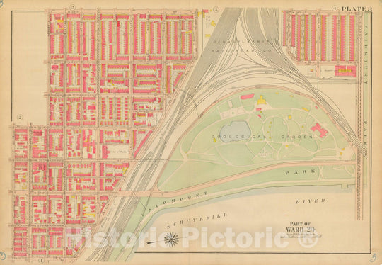 Historic Map : Atlas of Philadelphia, Wards 24, 27, 34, 40, 44, 46, West Philadelphia 1918 Plate 003 , Vintage Wall Art