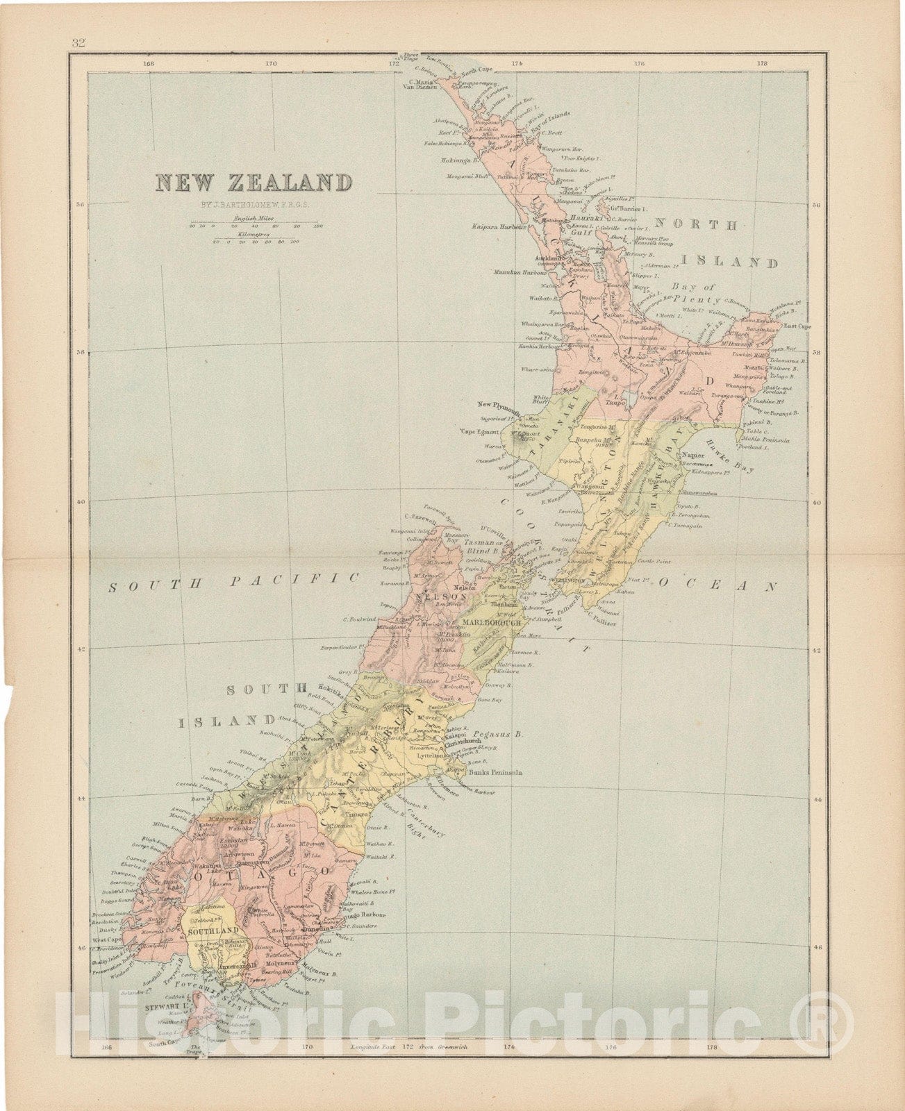 Historic Map : New Zealand 1875 , Student Atlas of Modern Geography , Vintage Wall Art