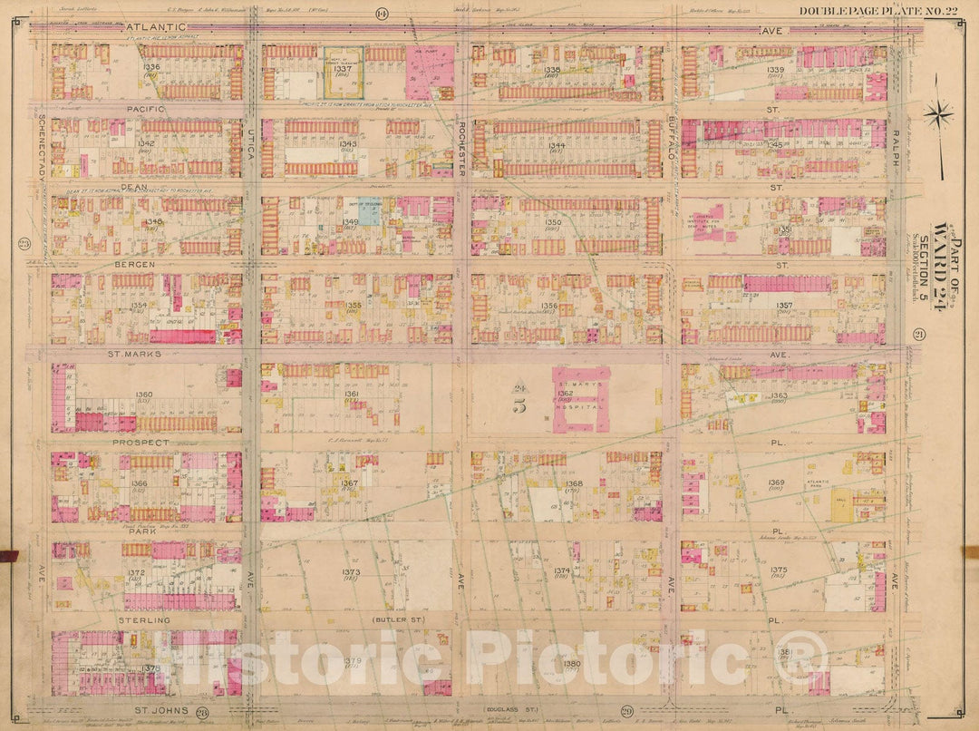 Historic Map : Brooklyn 1904 Plate 022 , Atlas Borough of Brooklyn , Vintage Wall Art