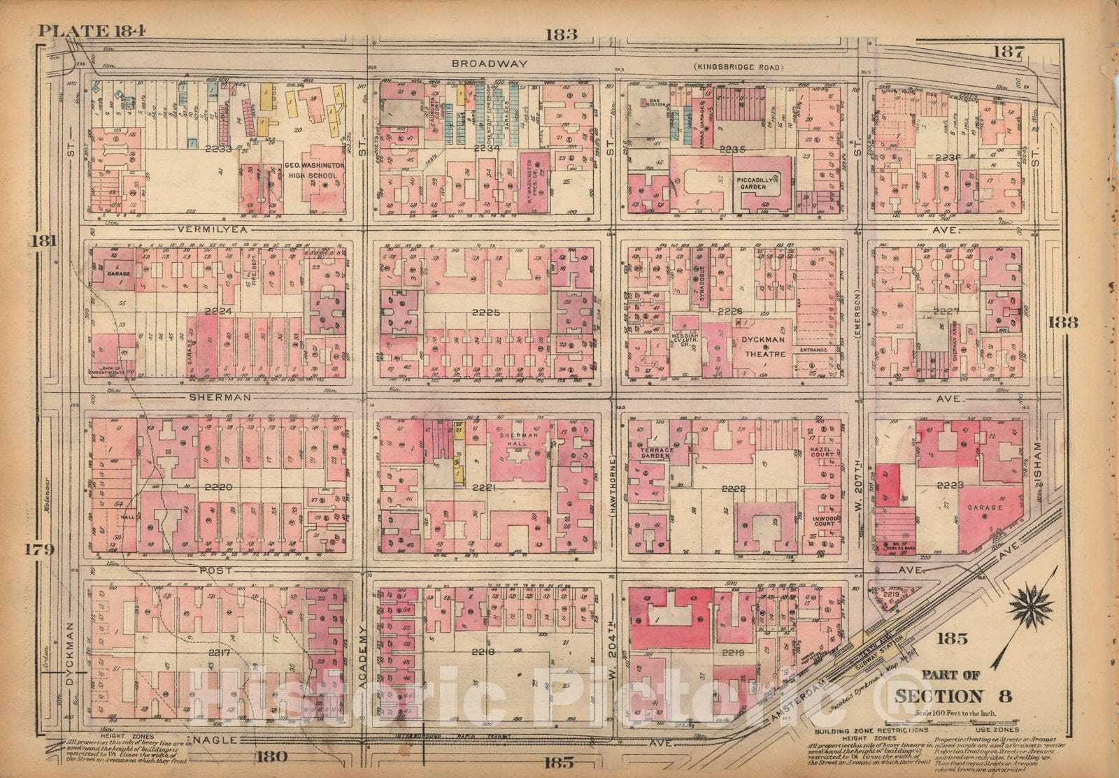 Historic Map : Land Book of the Borough of Manhattan, City of NY, Manhattan 1925 Plate 184 , Vintage Wall Art