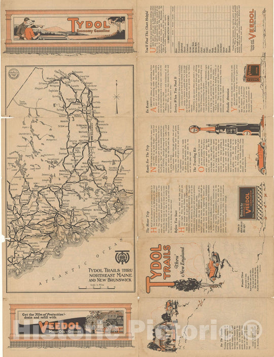 Historic Map : Tydol Trails Map 1925 , v2, Vintage Wall Art