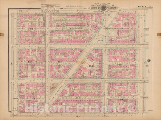 Historic Map : Atlas of Washington D.C. Volume 1 (Inner NW), Washington 1939 Plate 012 , Vintage Wall Art