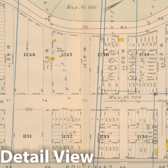 Historic Map : Atlas City of New York, Vol 2 ... 12th Ward, 2nd Ed., Manhattan 1884 Plate 012 , Vintage Wall Art