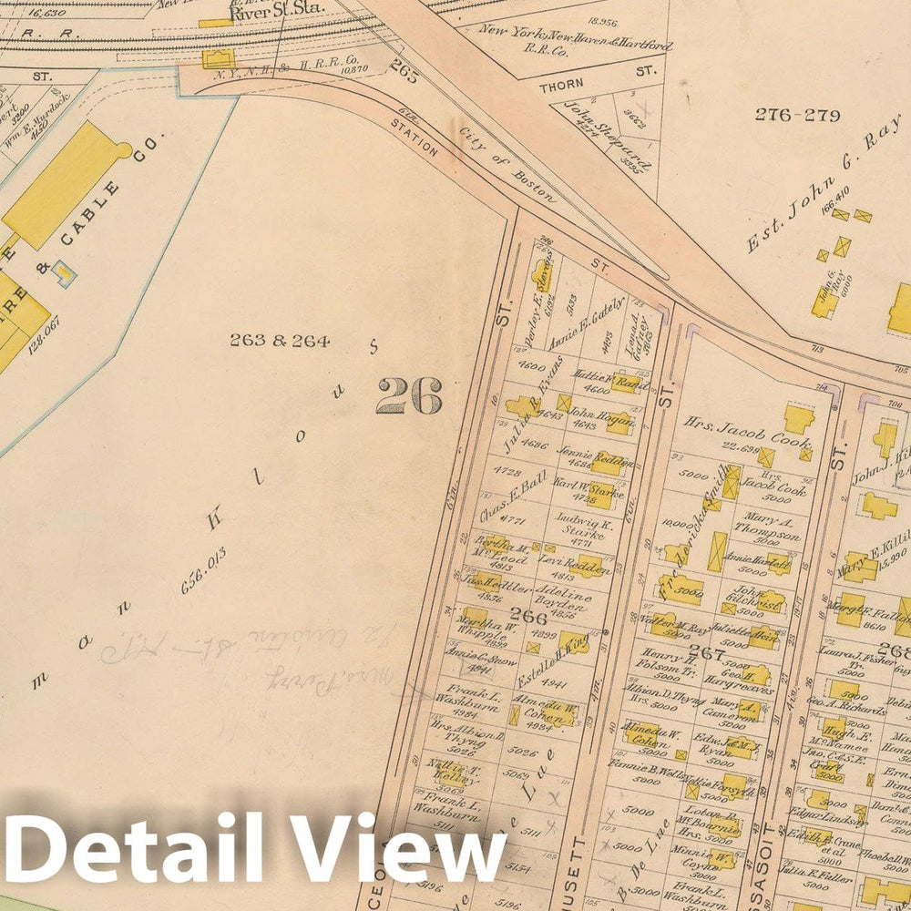 Historic Map : Atlas City of Boston Ward 26 Hyde Park, Hyde Park 1912 Plate 009 , Vintage Wall Art