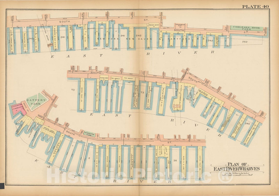 Historic Map : Atlas City of New York, Borough of Manhattan, Vol 1, Batery to 14th St 1922 - 1935 Plate 040 , Vintage Wall Art