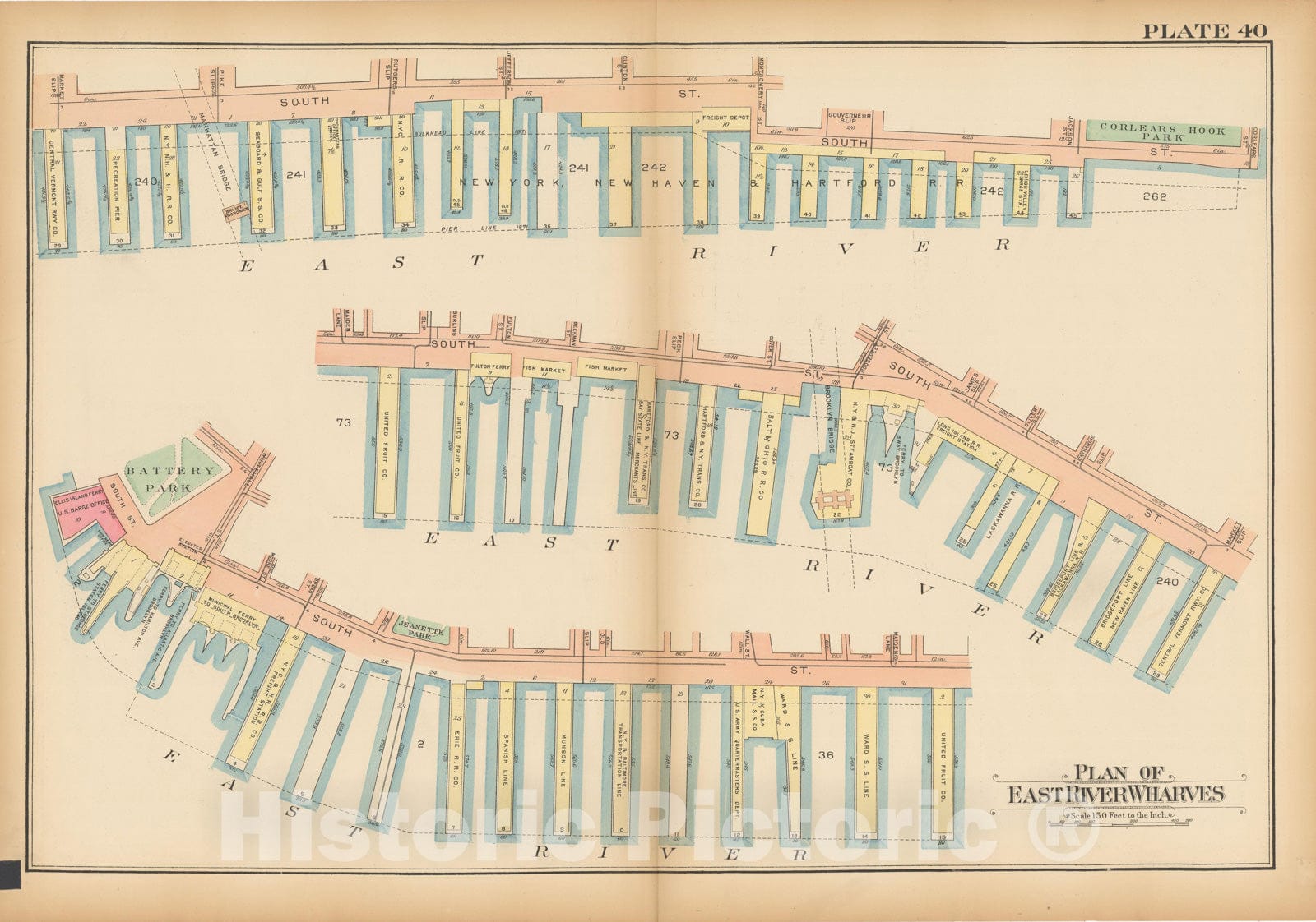 Historic Map : Atlas City of New York, Borough of Manhattan, Vol 1, Batery to 14th St 1922 - 1935 Plate 040 , Vintage Wall Art