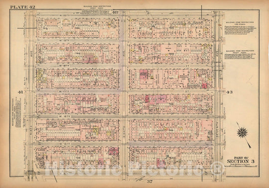 Historic Map : Land Book of the Borough of Manhattan, City of NY, Manhattan 1925 Plate 042 , Vintage Wall Art