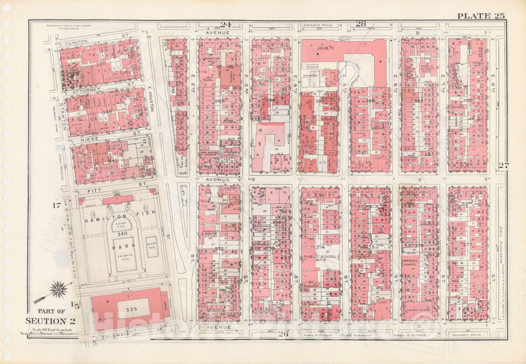 Historic Map : Manhattan Land Book 1955 - Updated Through Nov 7th, New York City 1975 Plate 025 , Vintage Wall Art