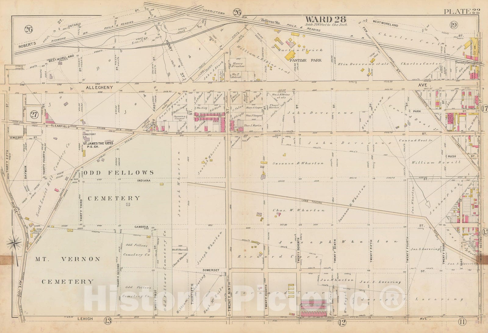 Historic Map : City of Philadelphia, 28th 32nd & 37th Wards, Vol. 6, Second Ed., Philadelphia 1894 Plate 022 , Vintage Wall Art