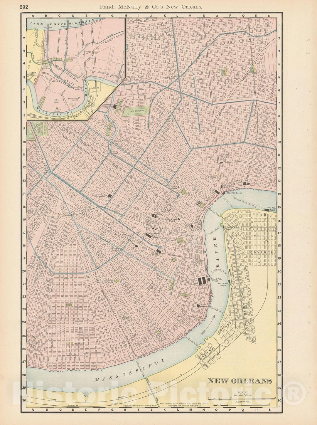 Historic Map : New Orleans 1903 , Rand McNally Business Atlas , Vintage Wall Art