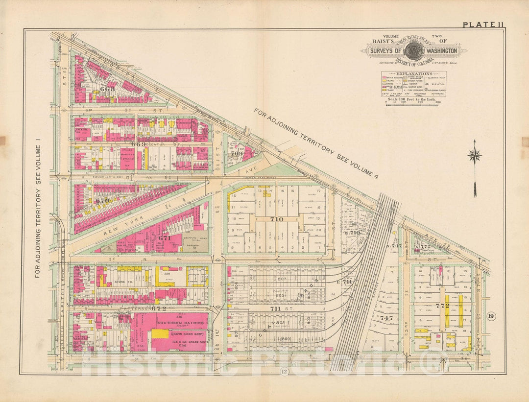 Historic Map : Atlas of Washington D.C. Volume 2 (NE, SE, SW), Washington 1928 Plate 011 , Vintage Wall Art