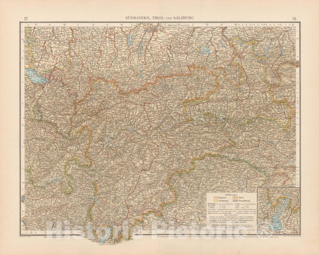 Historic Map : Germany 1899 , Andrees Allgemeiner Handatlas , v14, Vintage Wall Art