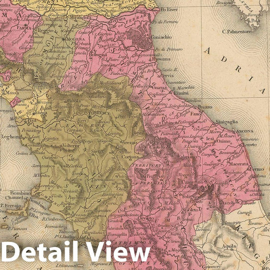 Historic Map : Northern & Central Italy 1847 , A New Universal Atlas of the World , Vintage Wall Art