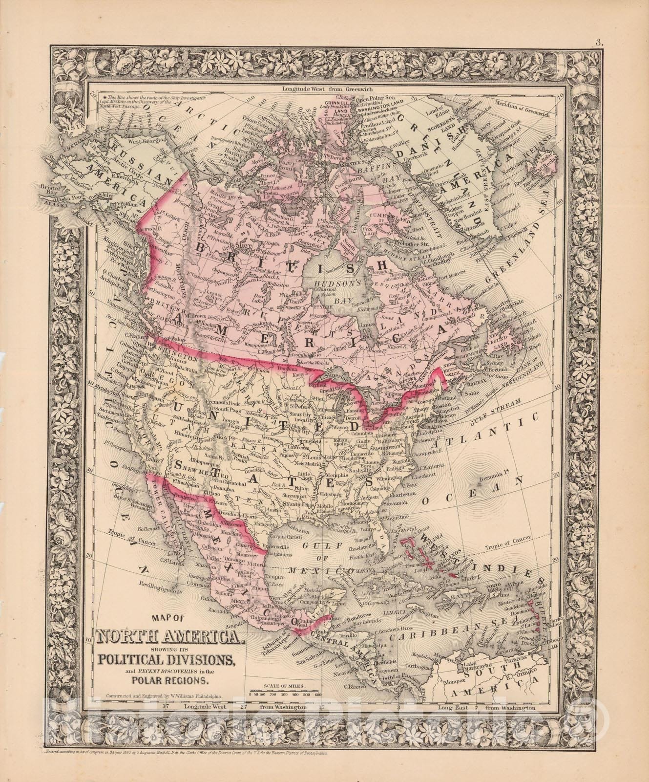 Historic Map : North America 1864 , New General (World) Atlas , v2, Vintage Wall Art