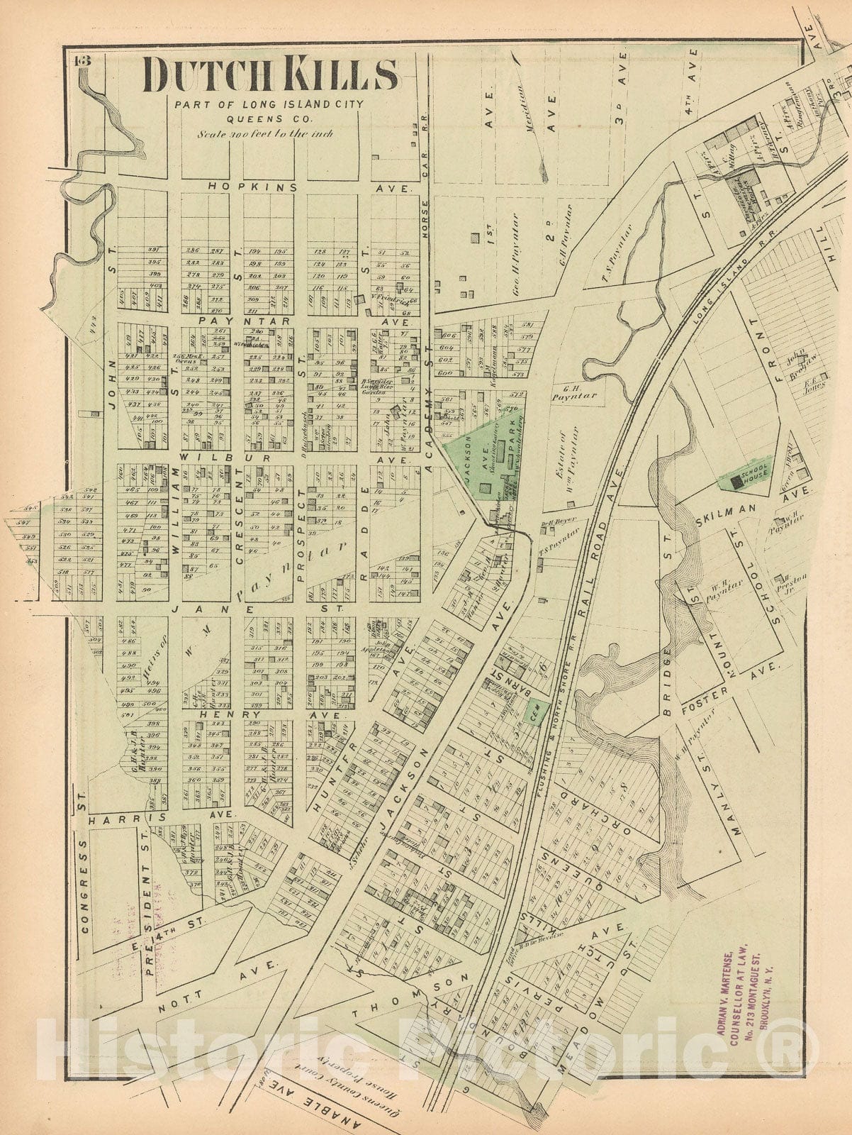 Historic Map : Atlas of Long Island, New York, Long Island City & Queens 1873 , v5, Vintage Wall Art