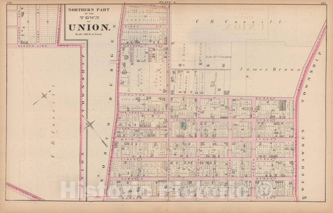 Historic Map : Combined Atlas State of New Jersey & The County of Hudson, Union 1873 Plate A , v2, Vintage Wall Art